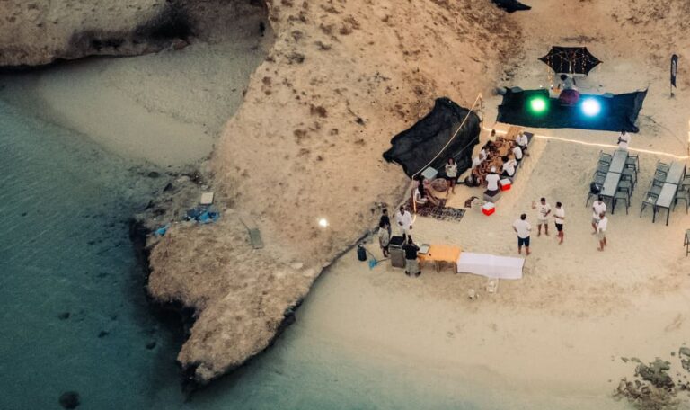 Aerial view of Red Sea island base camp during one-day kite safari in Egypt